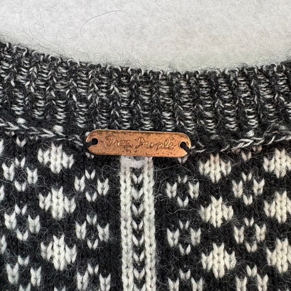 Free People Black Avalanche Swit Knit Tunic Sweater Womens XS/S Boho Wool Blend - Picture 5 of 6